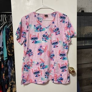 Disney stitch winter scrub top medium